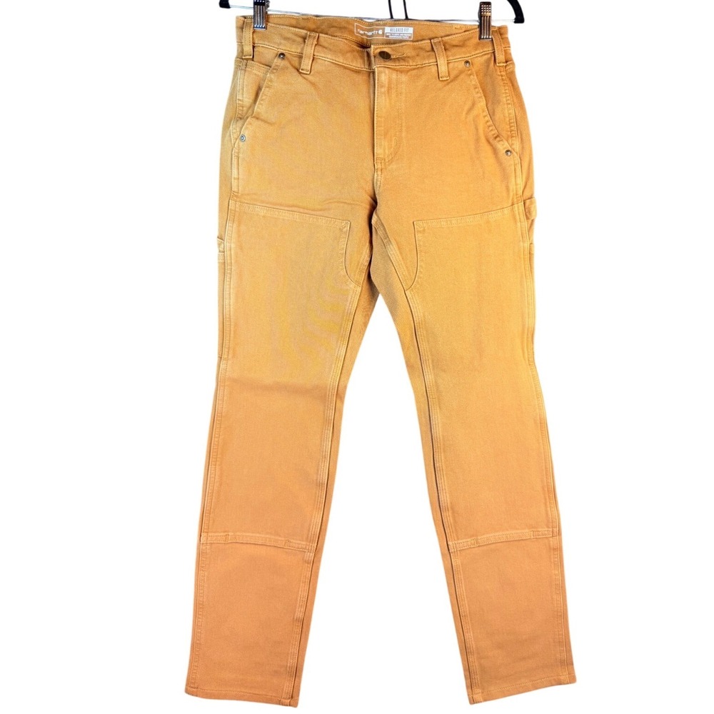 Carhartt Women Brown Rugged Flex Relaxed Fit Double Front Work Pants BN4296-W 6T
